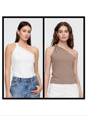 Gap One-Shoulder Stretch-Jersey Tank Tops (2) M